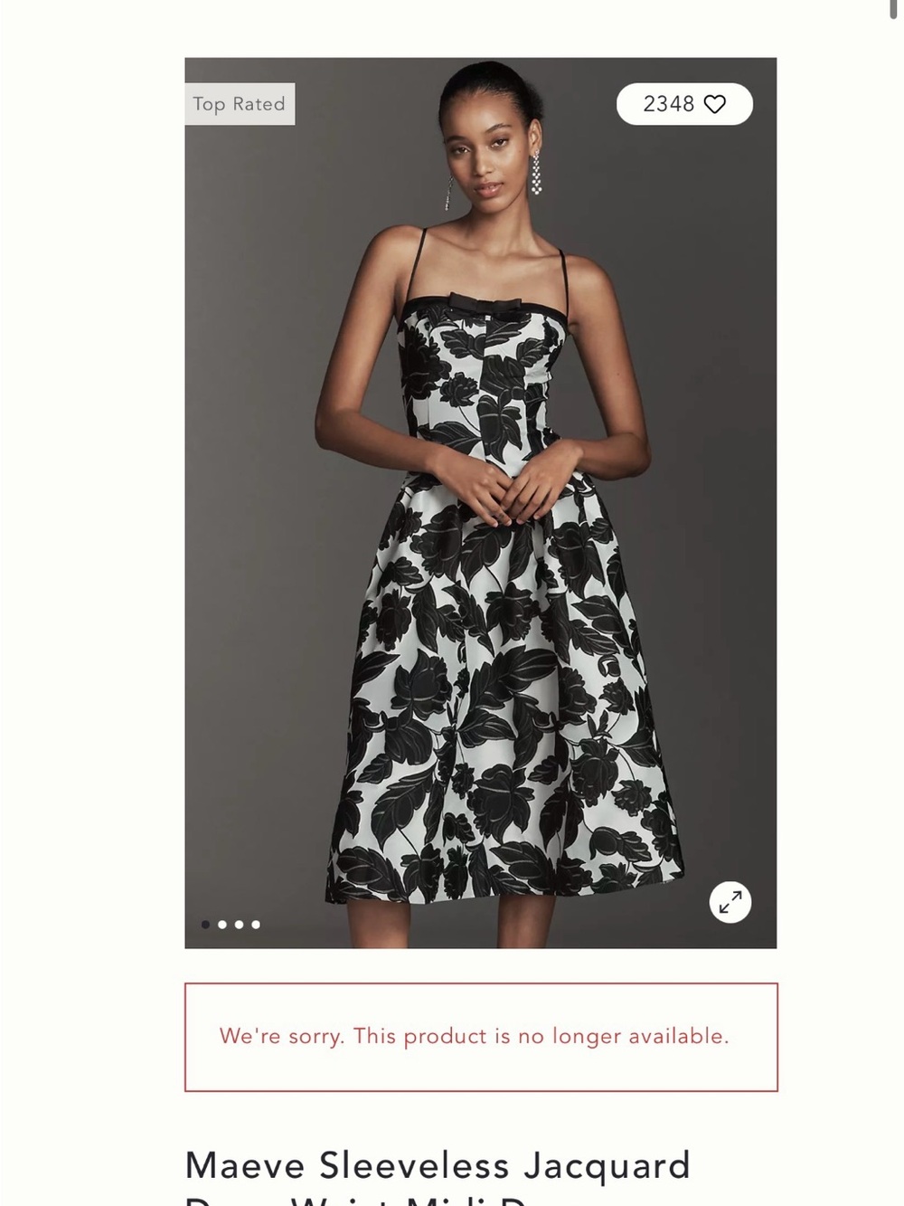 Maeve Black and White Floral Midi Dress